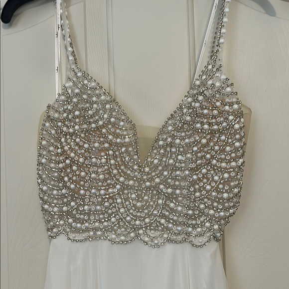 Lulu's White and Silver Wedding Dress. Never worn. Too small unable to return - Picture 2 of 3